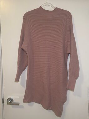 Women's Mauve Ribbed asymmetrical Knit Sweater Dress